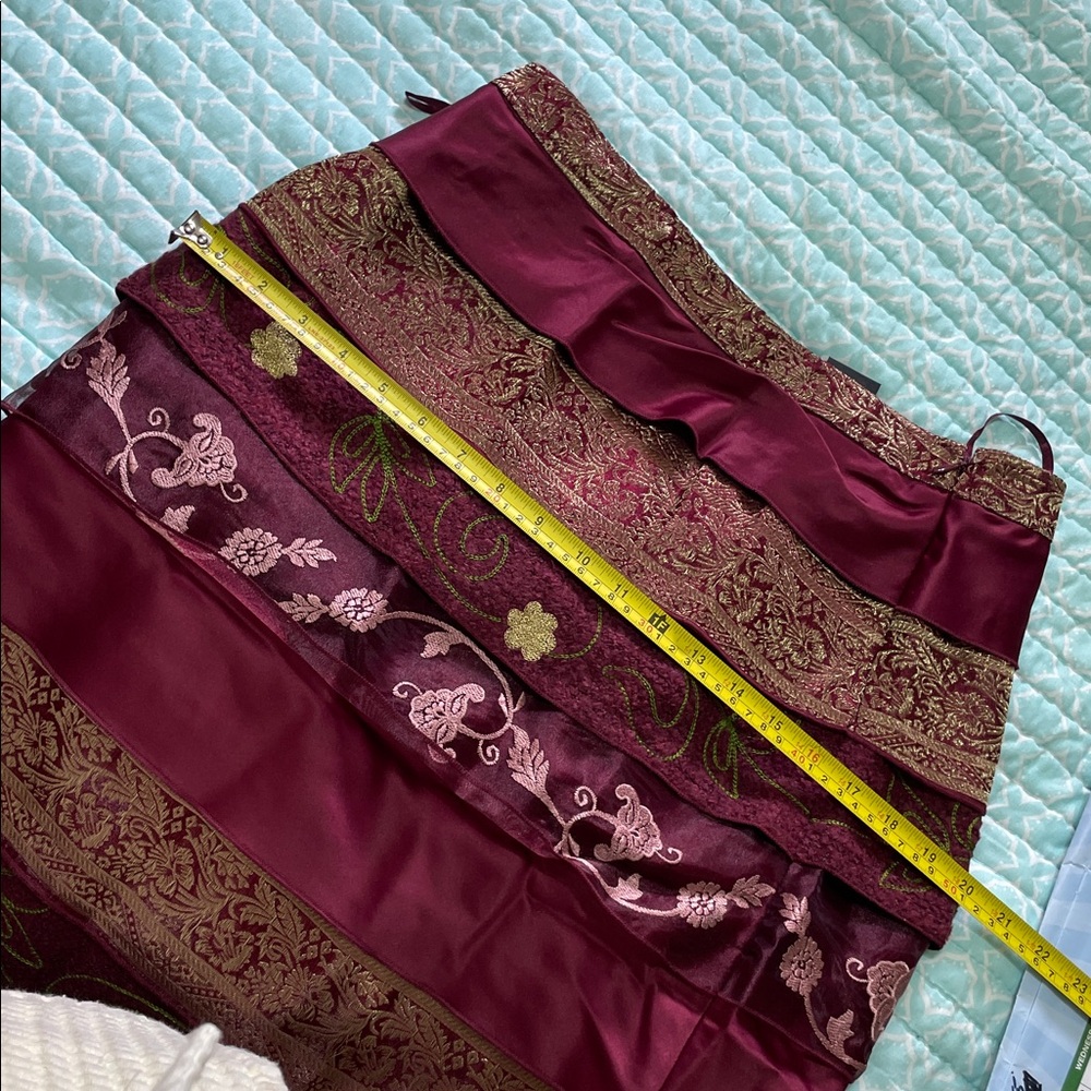 brocade, embroidered and satin and sheer tiered skirt - Picture 8 of 9